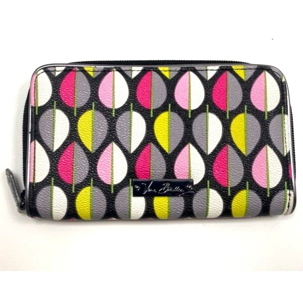 VERA BRADLEY Moon Drops Faux‎ Leather Accordion Zip Around Wallet RETIRED - Picture 1 of 7